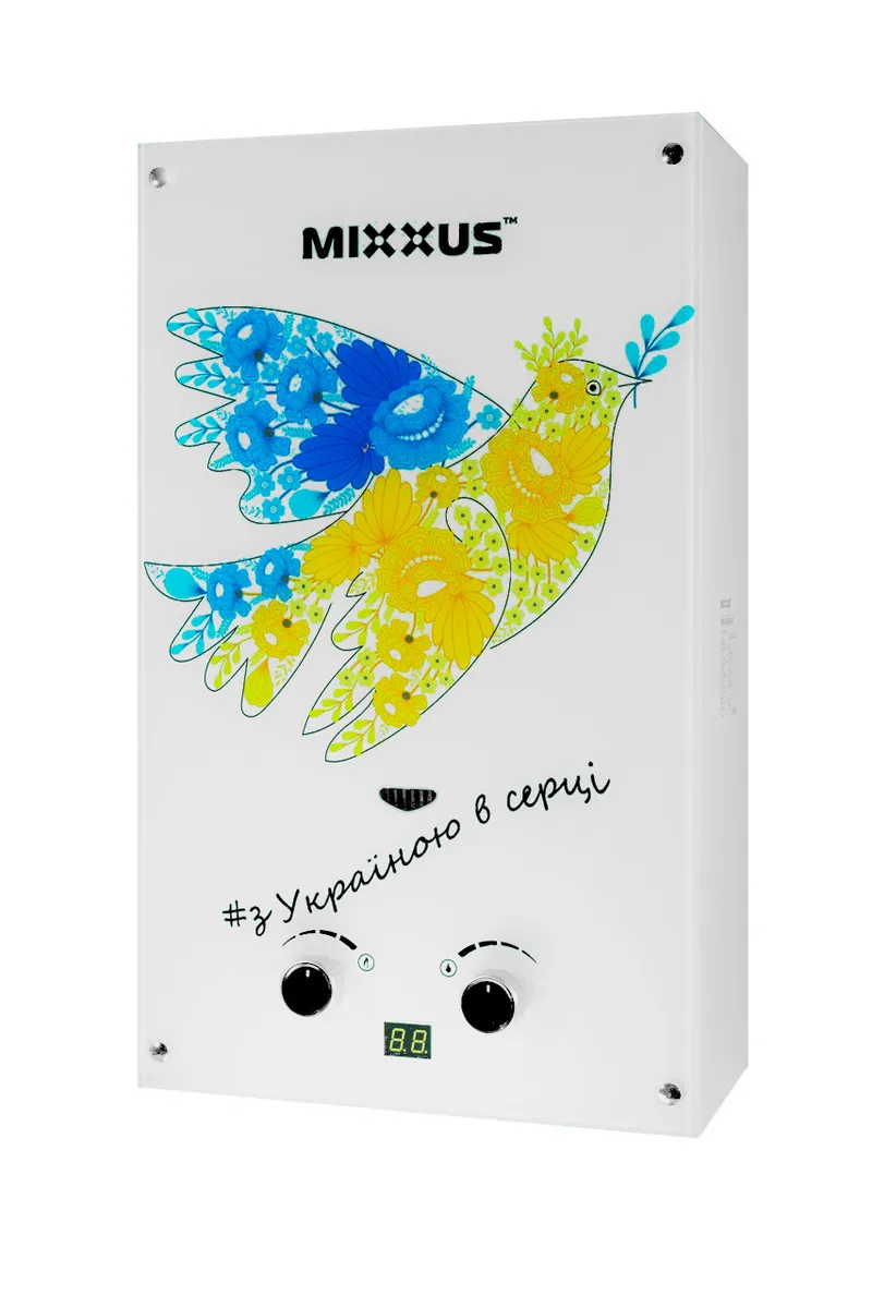 Газовая колонка MIXXUS GWH-0610 BASIC GLASS дымоходная 10 л/мин панель из стекла с рисунком (WH0027)