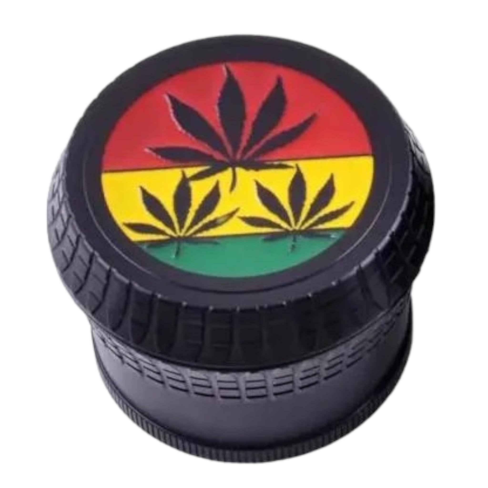 Гриндер Grinder Three Hemp Leaves для измельчения табака и специй Black