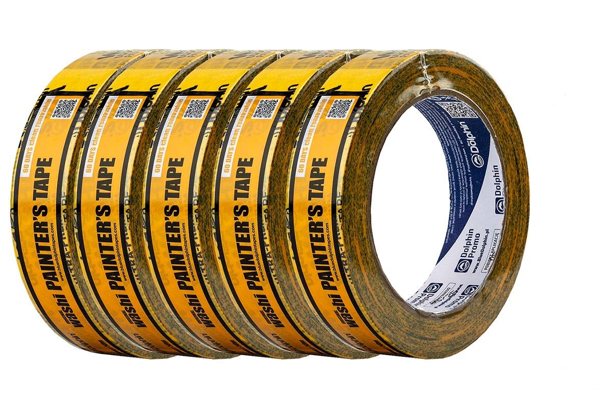 Лента-скотч малярная Blue Dolphin Washi XF7 рисовая бумага 25 мм 50 м 5 шт. (300-1-01_5) - фото 1 Лента-скотч малярная Blue Dolphin Washi XF7 рисовая бумага 25 мм 50 м 5 шт. (300-1-01_5) - фото 1