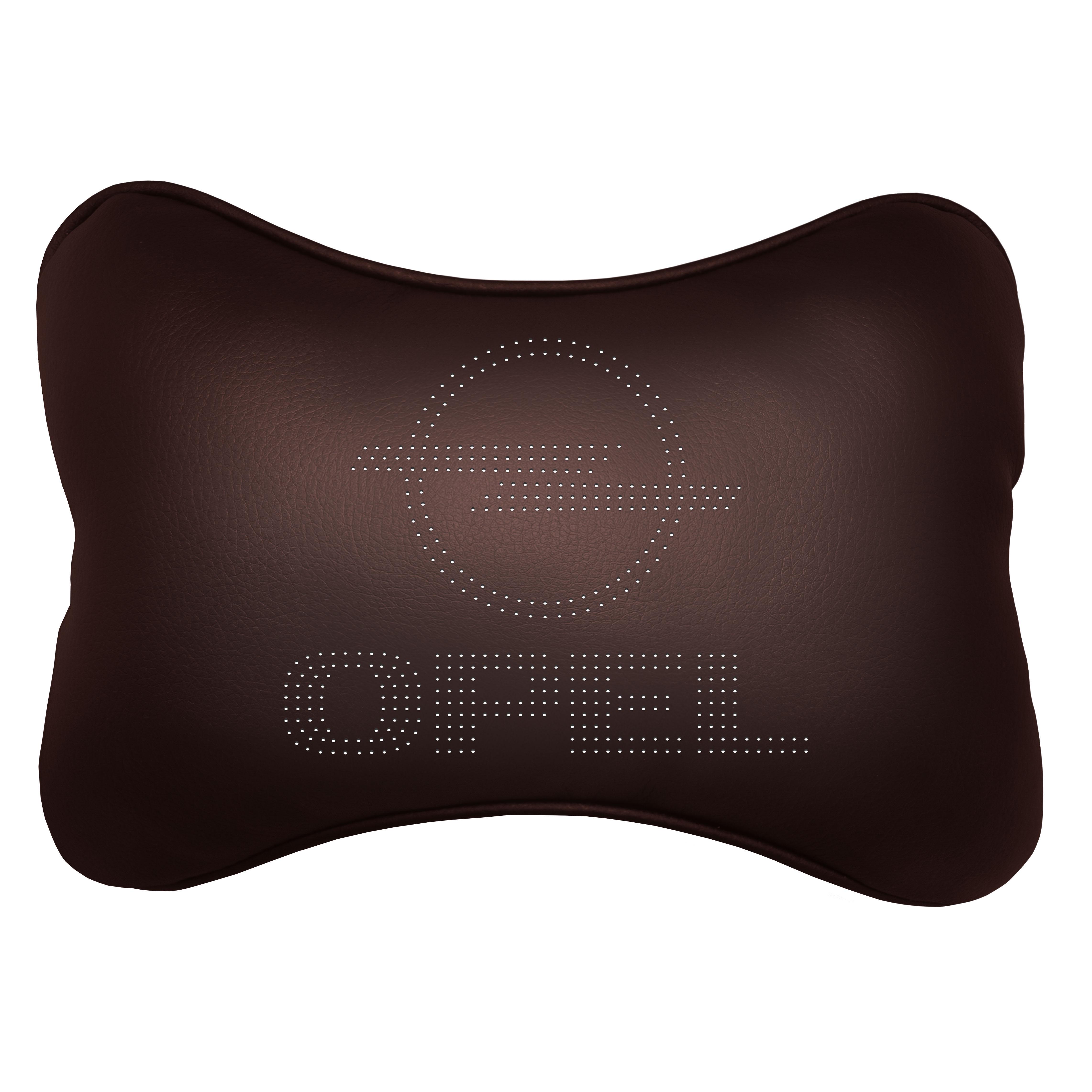 Подушка автомобильная Avtolife Opel для шеи из экокожи Коричневый (AVT-LBR-11) - фото 1 Подушка автомобильная Avtolife Opel для шеи из экокожи Коричневый (AVT-LBR-11) - фото 1