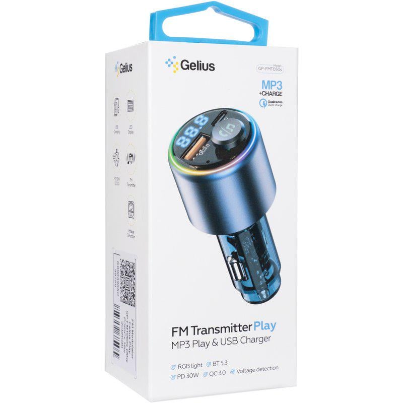 Модулятор FM Gelius GP-FMT050s 30W PD/18W QC (RGB) - фото 4