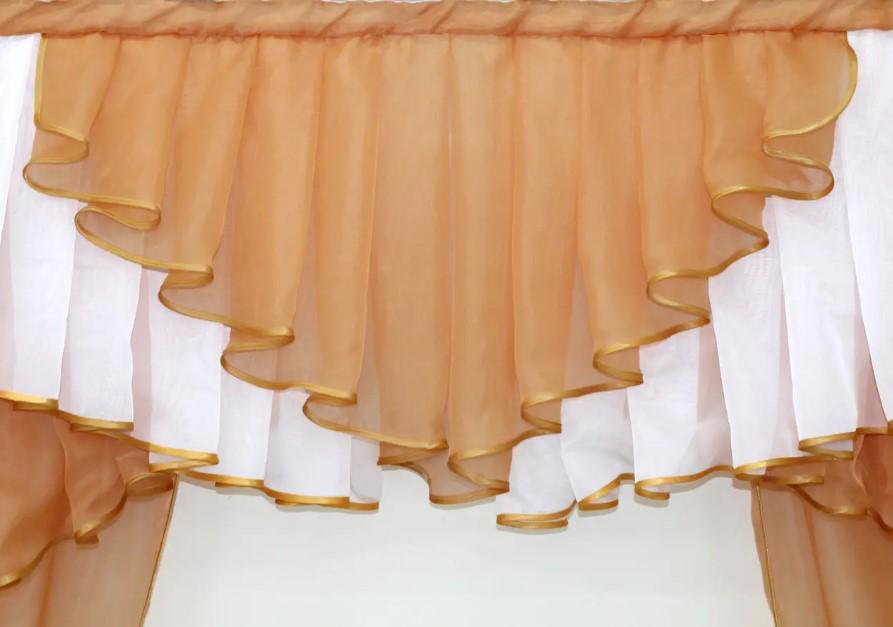 Комплект шторки/ламбрекена на кухню 200х170 см Терракотовый/Белый (115к) - фото 5 Комплект шторки/ламбрекена на кухню 200х170 см Терракотовый/Белый (115к) - фото 5