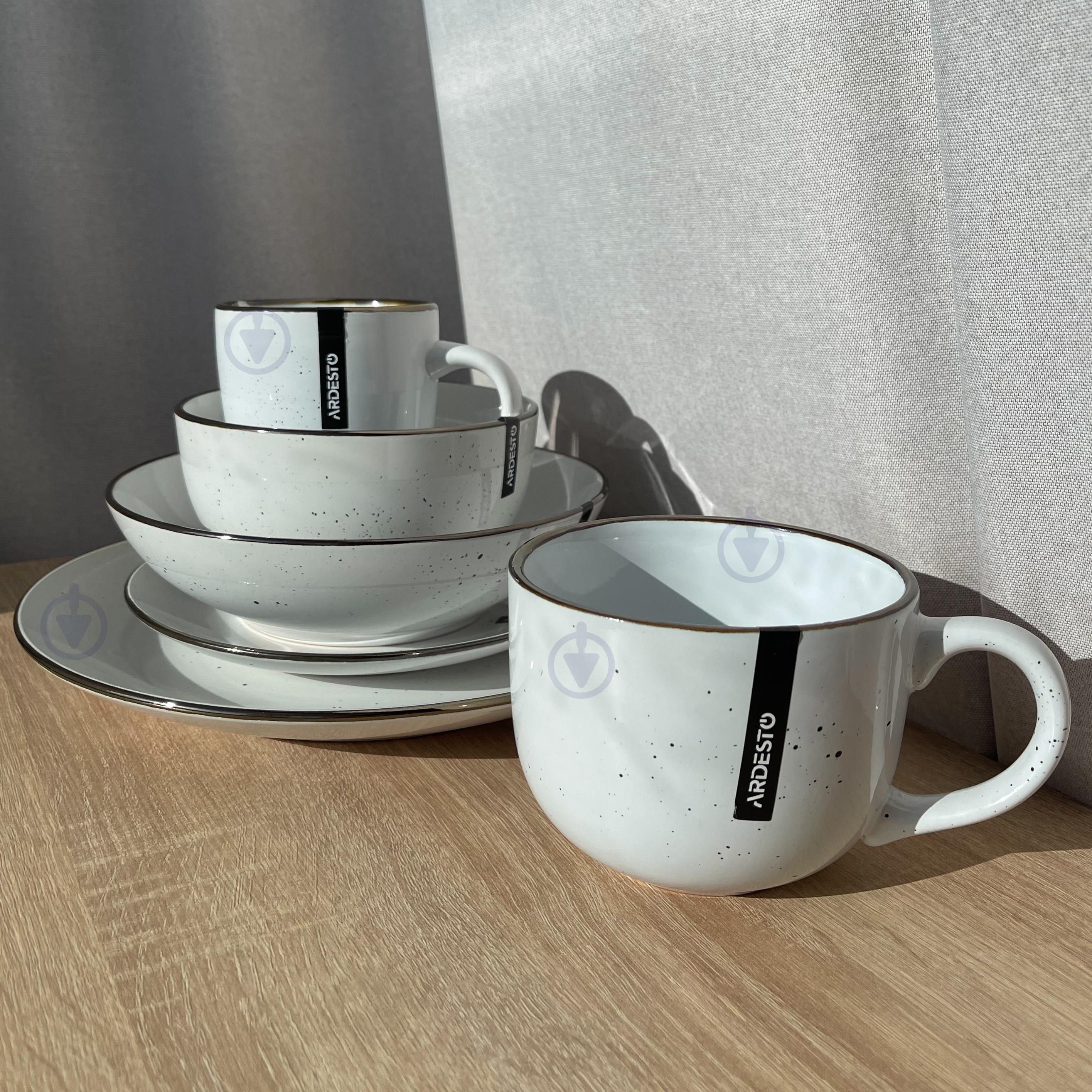 Сервіз столового посуду Ardesto Bagheria 24 предмети 4 персони кам'яна кераміка Білий - фото 2