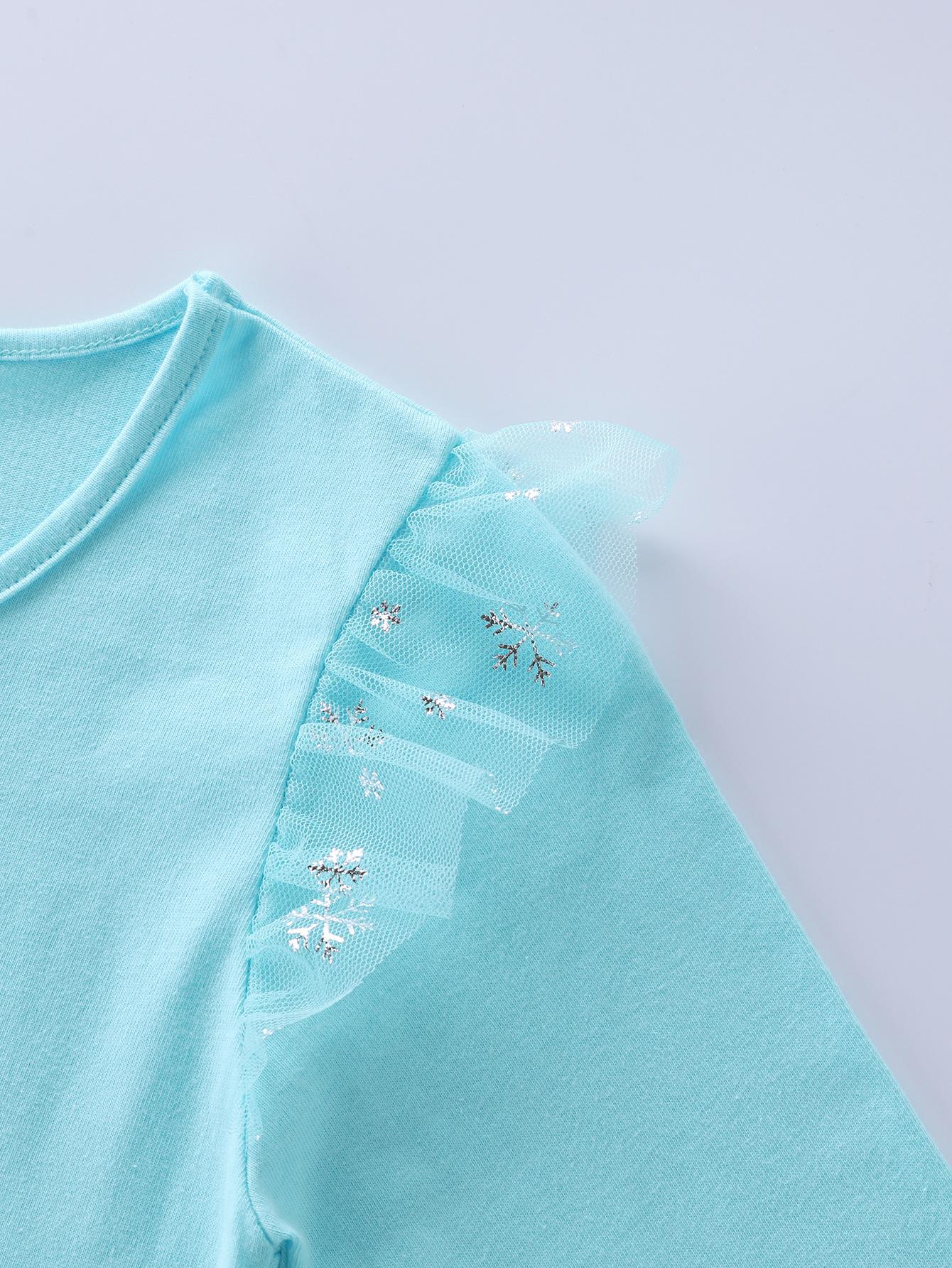 Платье детское со снежинкой 100 см Голубой (23992135) - фото 6