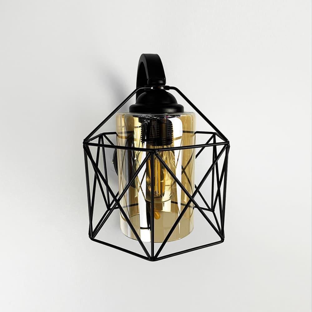 Бра металлическое в стиле Лофт Черный/Янтарный (8180/1W BK+AM)