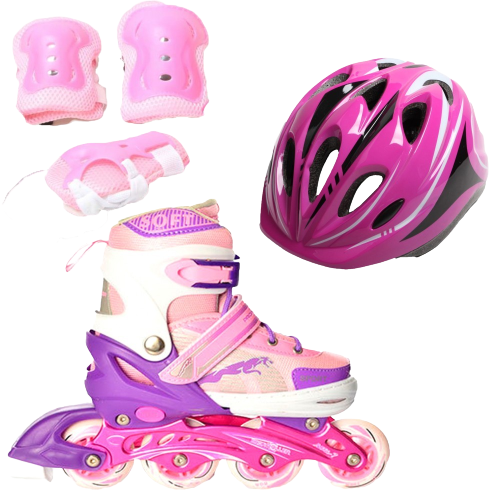 Ролики детские набор Jaguar Combo Pro защита и шлем р. 39-42 Розовый (2T3007P)