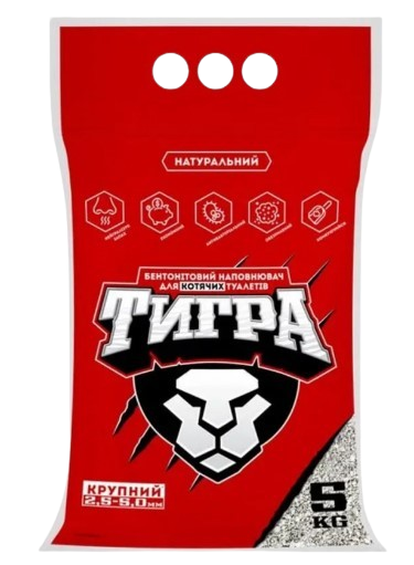 Наповнювач бентонітовий Тигра крупна фракція 2,5-5 мм 5 кг (00-00025698) Наповнювач бентонітовий Тигра крупна фракція 2,5-5 мм 5 кг (00-00025698)