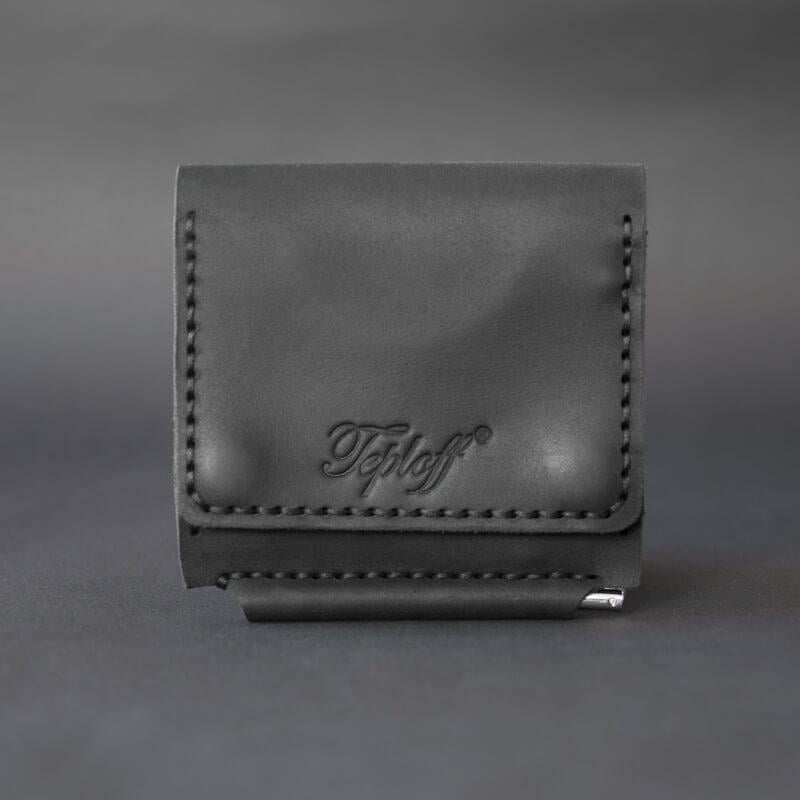 Кошелек ручной работы Smart с зажимом натуральная кожа Черный