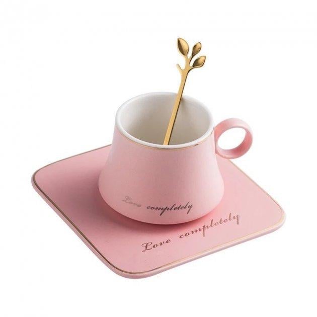 Чашка с блюдцем и ложкой 8451 180 мл Розовый (4417137) Чашка с блюдцем и ложкой 8451 180 мл Розовый (4417137)