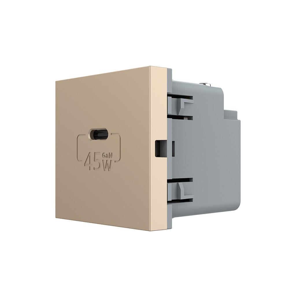 Розетка USB type C Livolo с блоком питания 45W Золотой (VL-FCUC-2AP)