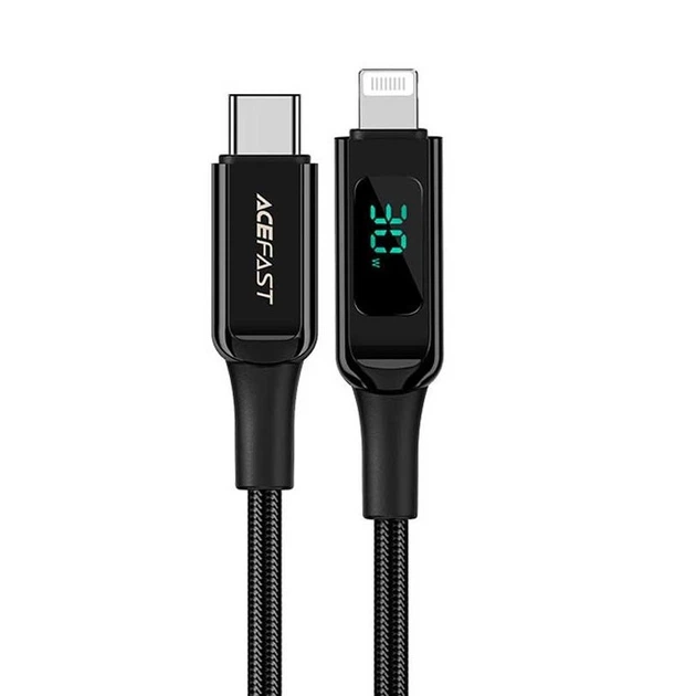 Кабель ACEFAST C6-01 Type-C to iP 3A 30 W 1,2 м nylon zinc connectors Black (KST-6974316281030)