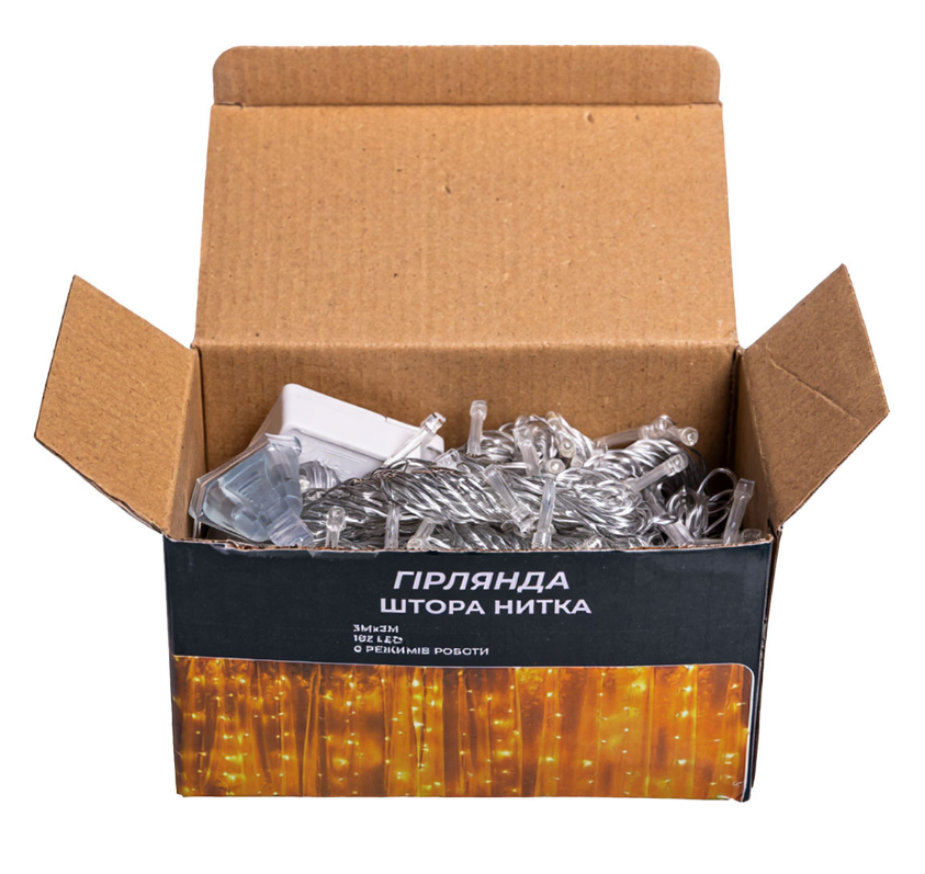 Гирлянда Штора 192 LED 3х3 м прозрачный провод Желтый - фото 4