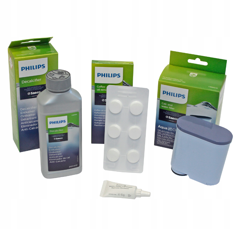 Набір для обслуговування кавоварок Philips/Saeco фільтр AquaClean CA6903/10/таблетки/рідина від накипу 250 мл/мастило (10262012)