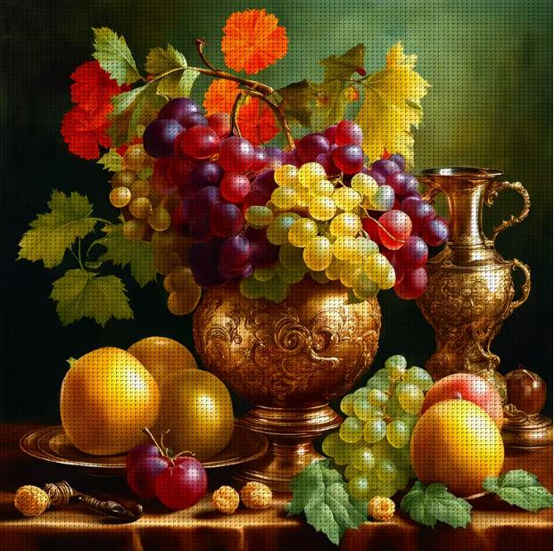 Набор для вышивки крестом ZUOANLF Натюрморт с виноградом и фруктами 14CT канва Аида с нанесенным рисунком 40х40 см (2939606350)