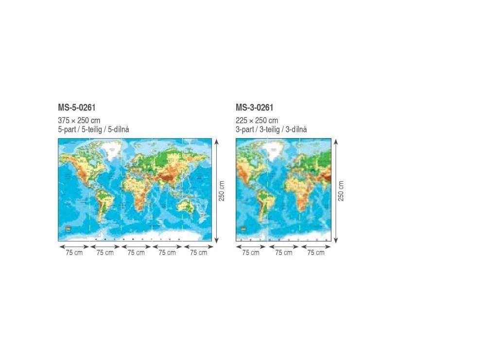 Фотошпалери флізелінові 375х250 см DIMEX Географічна карта світу (MS-5-0261) - фото 4