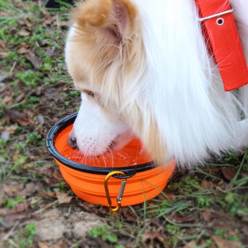 Миска для собак и кошек силиконовая складная с карабином 1000 мл XL - фото 4