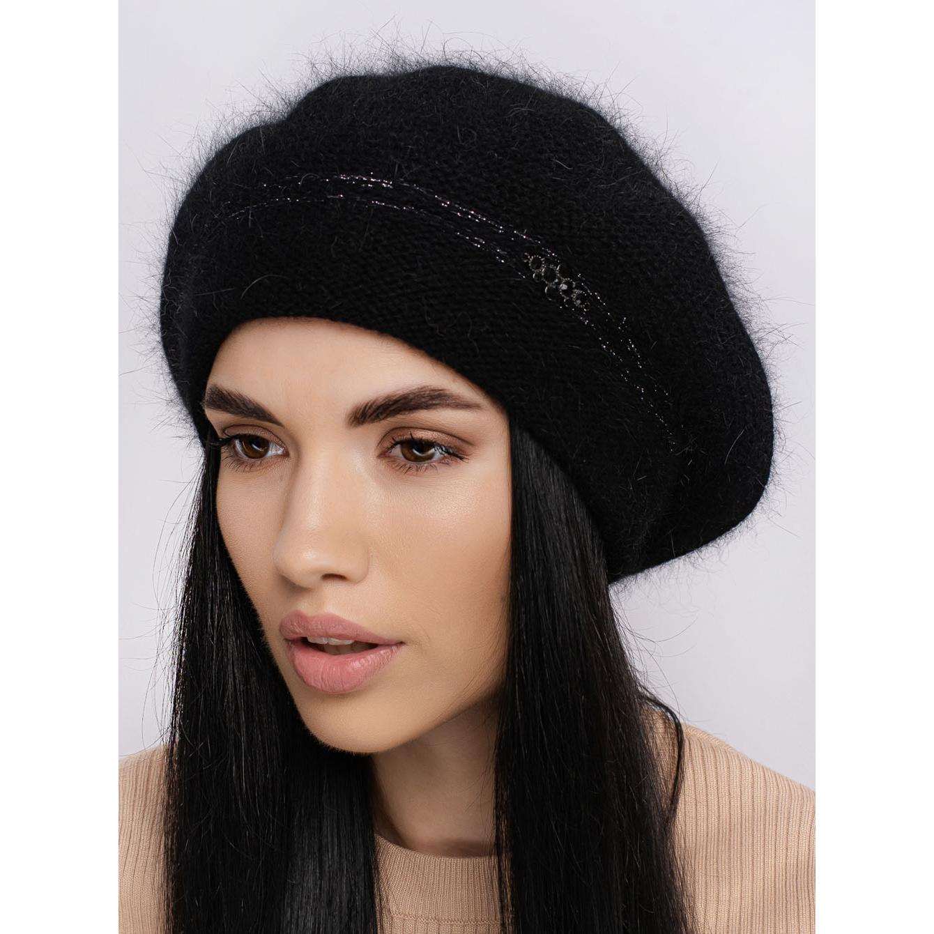 Берет женский ангоровый Leks Чаривниця one size Черный