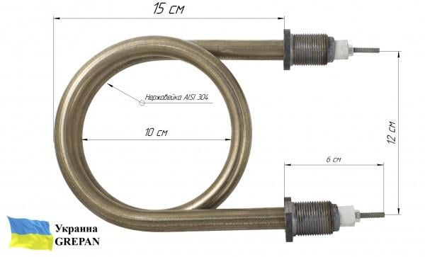 Котловой тэн Grepan 2000W 220V штуцер М22х1,5 нержавеющая сталь (kotl01) - фото 4