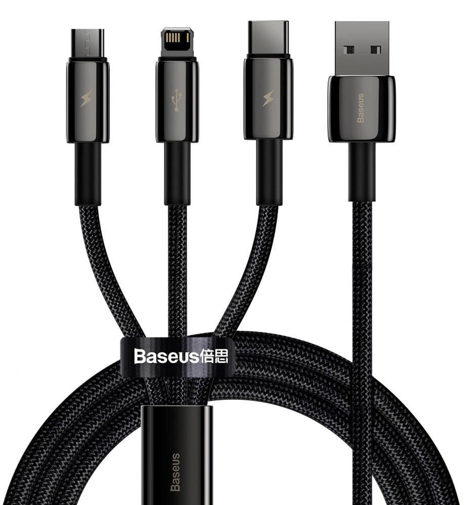 Кабель для зарядки смартфона 3в1 Baseus USB-Micro/Lightning/Type-C 3,5А 1,5 м (CAMLTWJ-01)