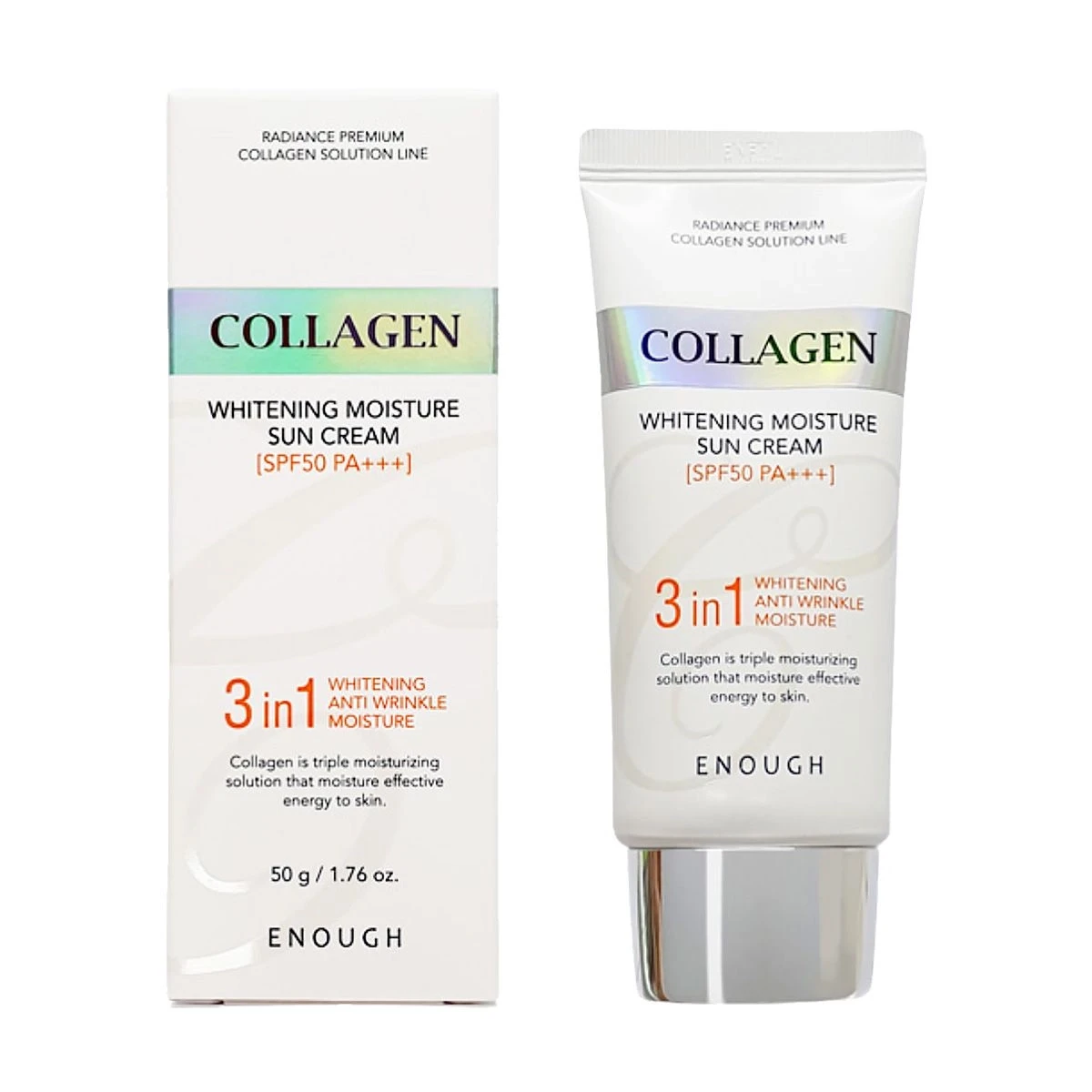 Крем солнцезащитный для лица Enough Collagen 3 in 1 Whitening Moisture Sun Cream SPF50/PA+++ с коллагеном (2203242797)