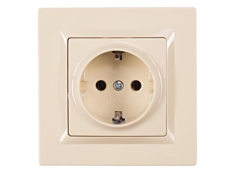Розетка Luxel Jazz 9304 1-я с/з Кремовый (00000038494)