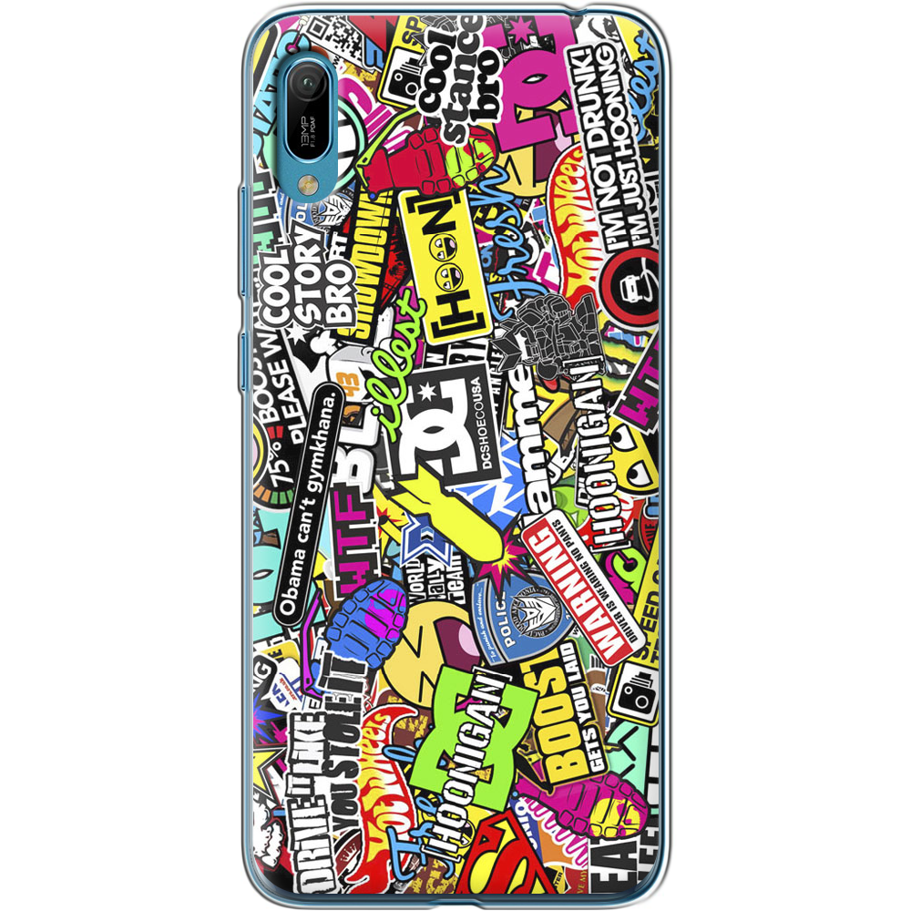 Чехол Boxface Huawei Y6 2019 Multicolored Inscriptions Прозрачный силикон (36451-up880-36451)