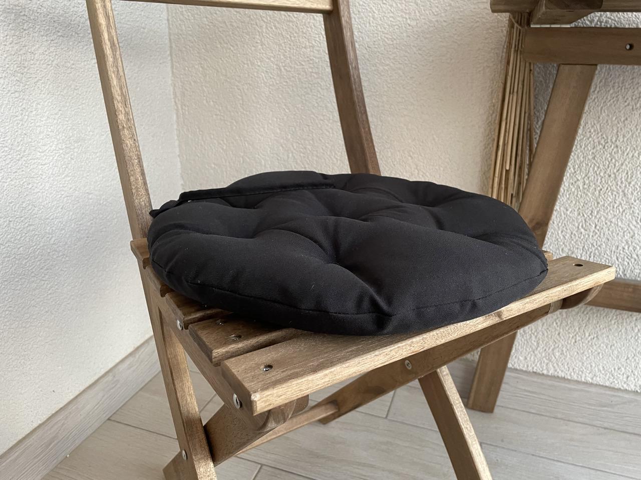 Подушка на стул с завязками круглая Color 40х40х5 см Черный - фото 6