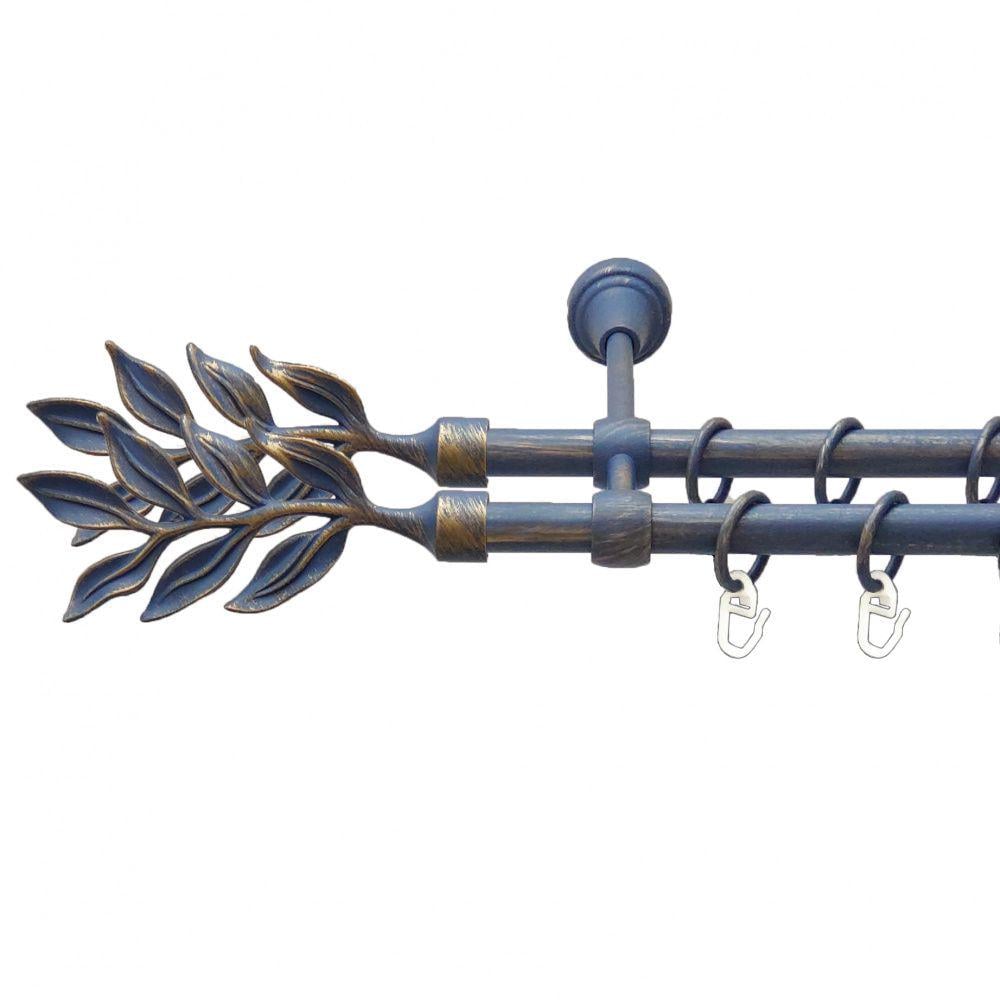 Карниз металлический Orvit Лавр двухрядный литой/гладкая труба/кольцо металлическое Голубь Золотая 16/16 мм 200 см (00-00009075)