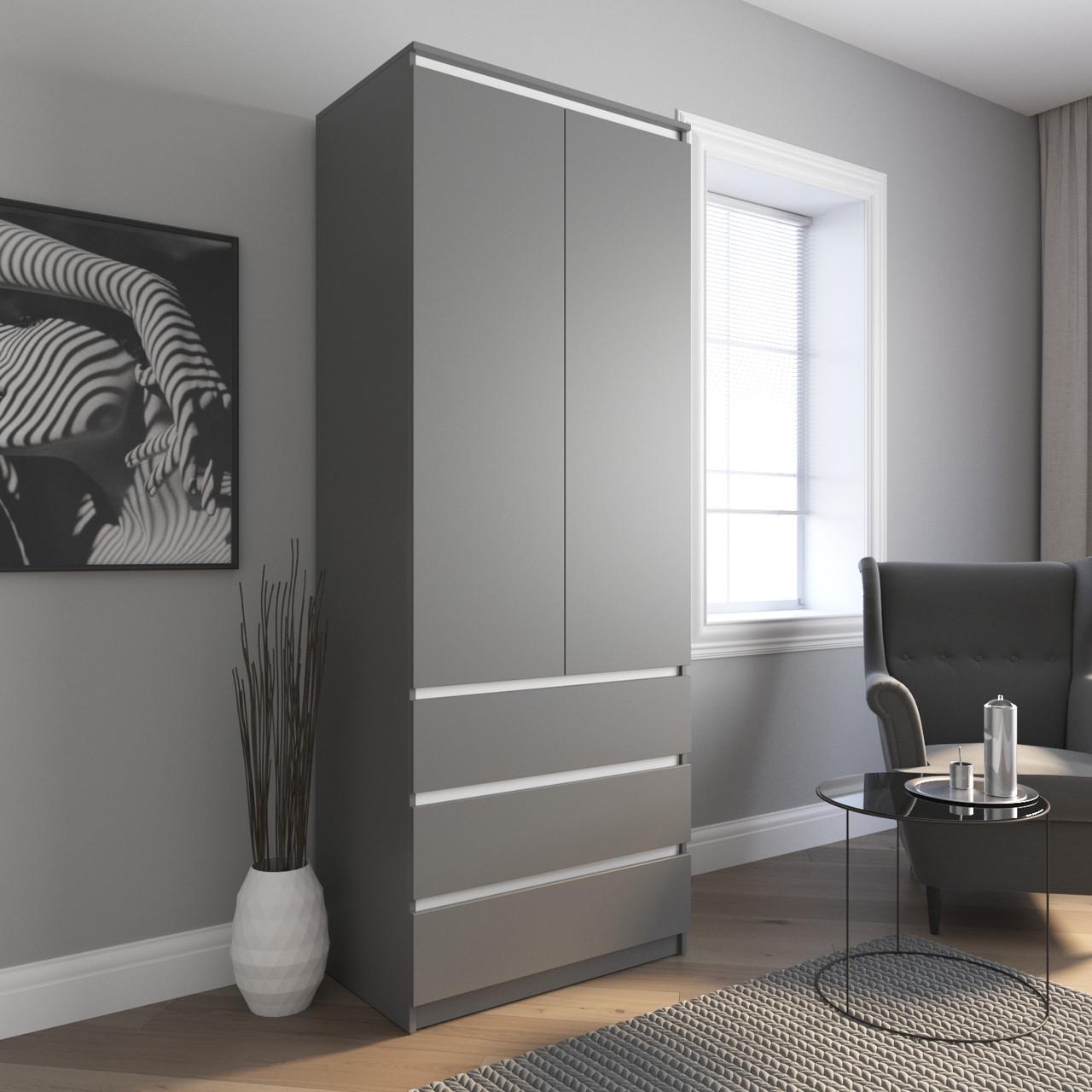 Шафа гардеробна Вайс R-9 802х500х2110 мм Антрацит/Білі планки (30821294)