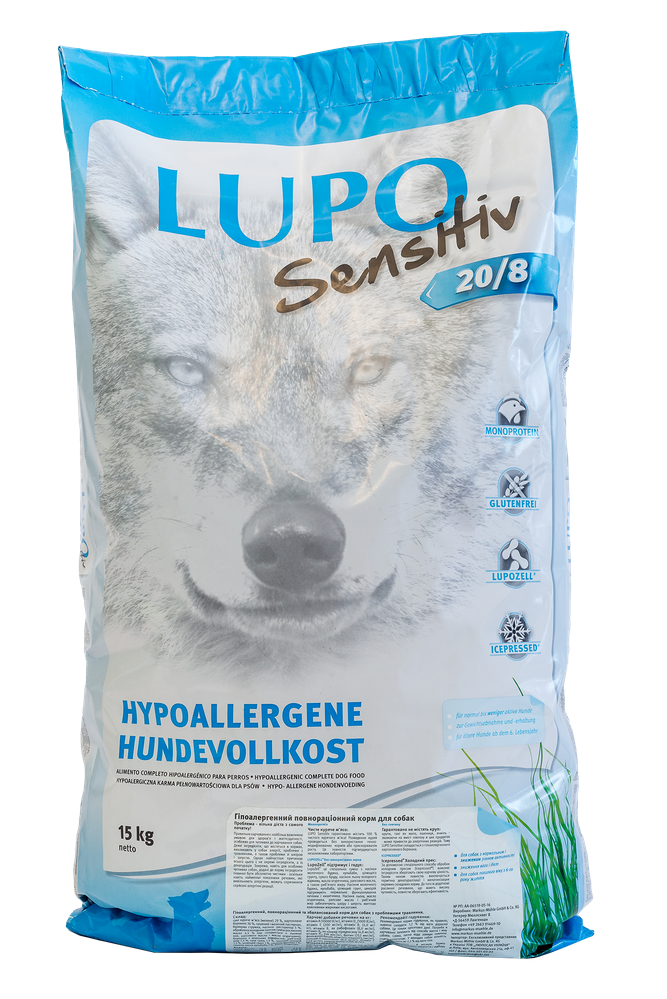 Гіпоалергенний сухий корм Lupo Sensitiv 20/8 для менш активних собак 15 кг (LF-D1133) - фото 1