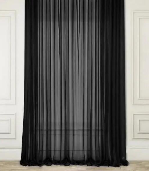 Тюль в гостиную/спальню шифон Черный (7000т)