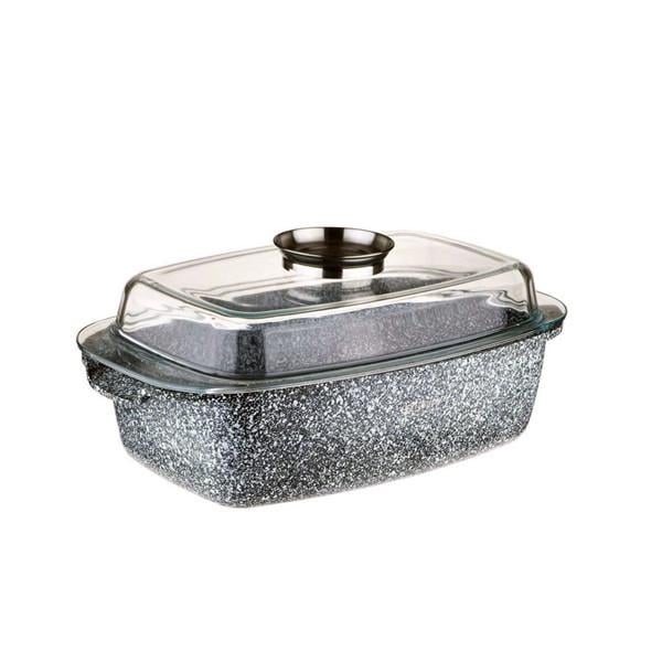 Утятница Zauberg мраморное покрытие стеклянная крышка 5,5 литров 32 см