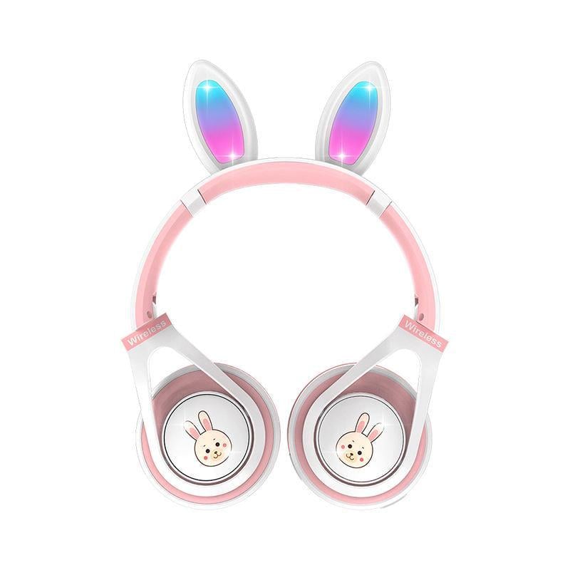 Наушники с ушками/микрофоном и LED подсветкой ME-15 Bluetooth 5.0 85 дБ 20 Гц-20 кГц Бело-розовый
