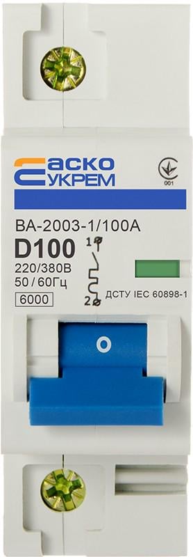 Автоматический выключатель Аско-Укрем ВА-2003 1р 100А (76944)