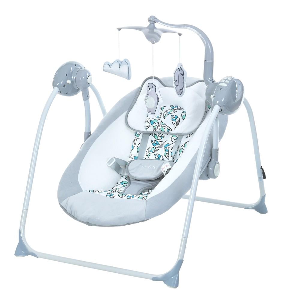 Качели ME 1075 TEDDY пульт 5 скоростей таймер 12 мелодий 2 положения спинки Серый (26862133)