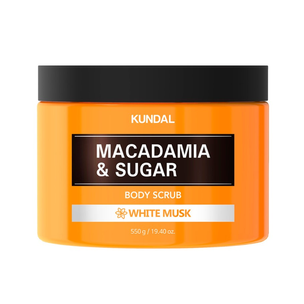 Скраб для тіла поживний на основі олії макадамії та натурального цукру Kundal White Musk 550 г Скраб для тіла поживний на основі олії макадамії та натурального цукру Kundal White Musk 550 г