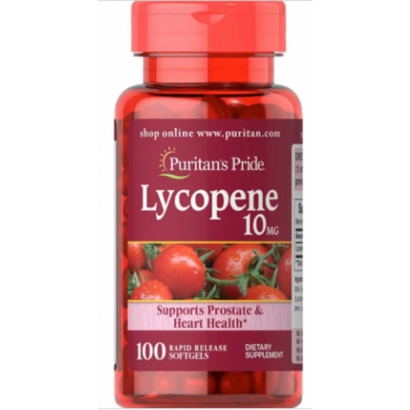 Натуральна добавка Puritan's Pride Lycopene 10 мг 100 гельових капс. (PTP-12111)