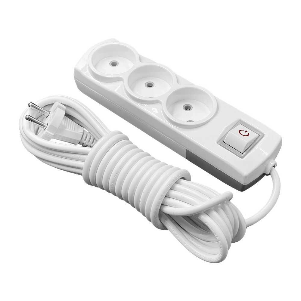 Подовжувач тримісний Violux без заземлення з вимикачем 5 м (920351)