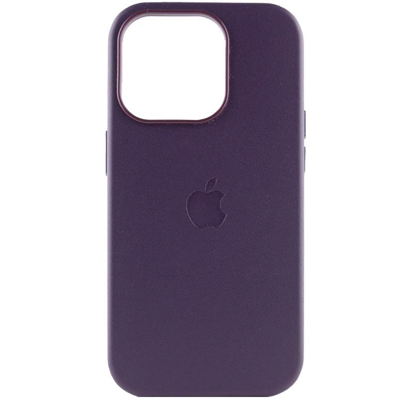 Противоударный Кожаный Чехол Leather Case (AAA) with MagSafe для Apple iPhone 14 Pro Max (6.7") Deep Violet
