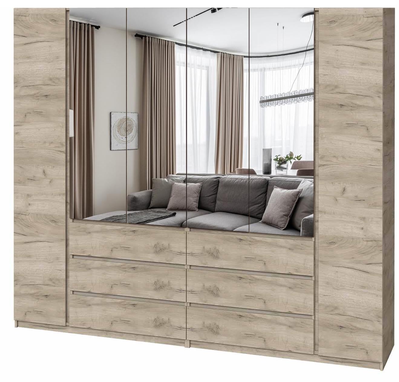 Шкаф с зеркалом Мастер Форм Брайт 2400х520х2000 мм Дуб крафт серый (32449)