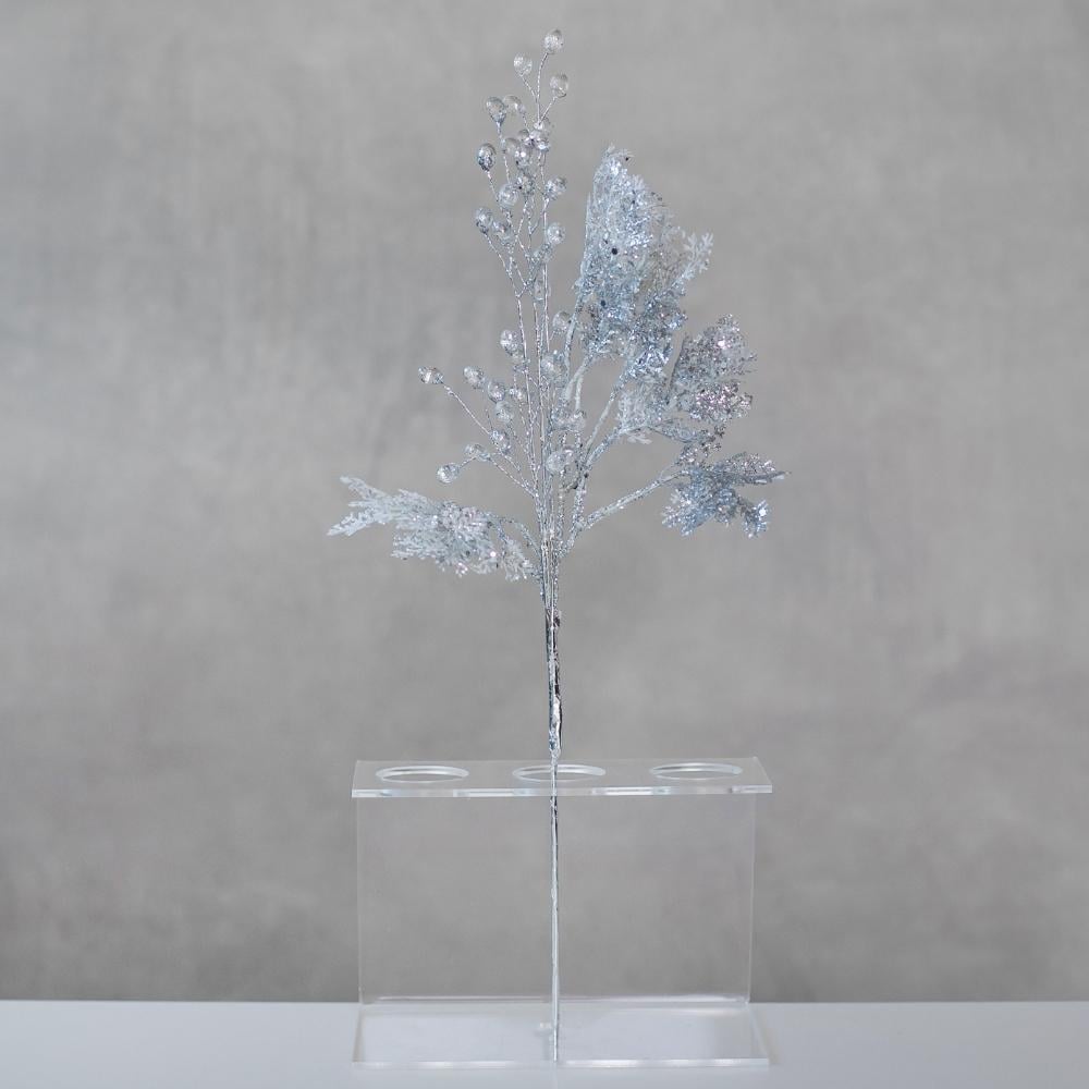 Веточка новогодняя Серебряная мелодия 40 см 3 шт. (9155-025)