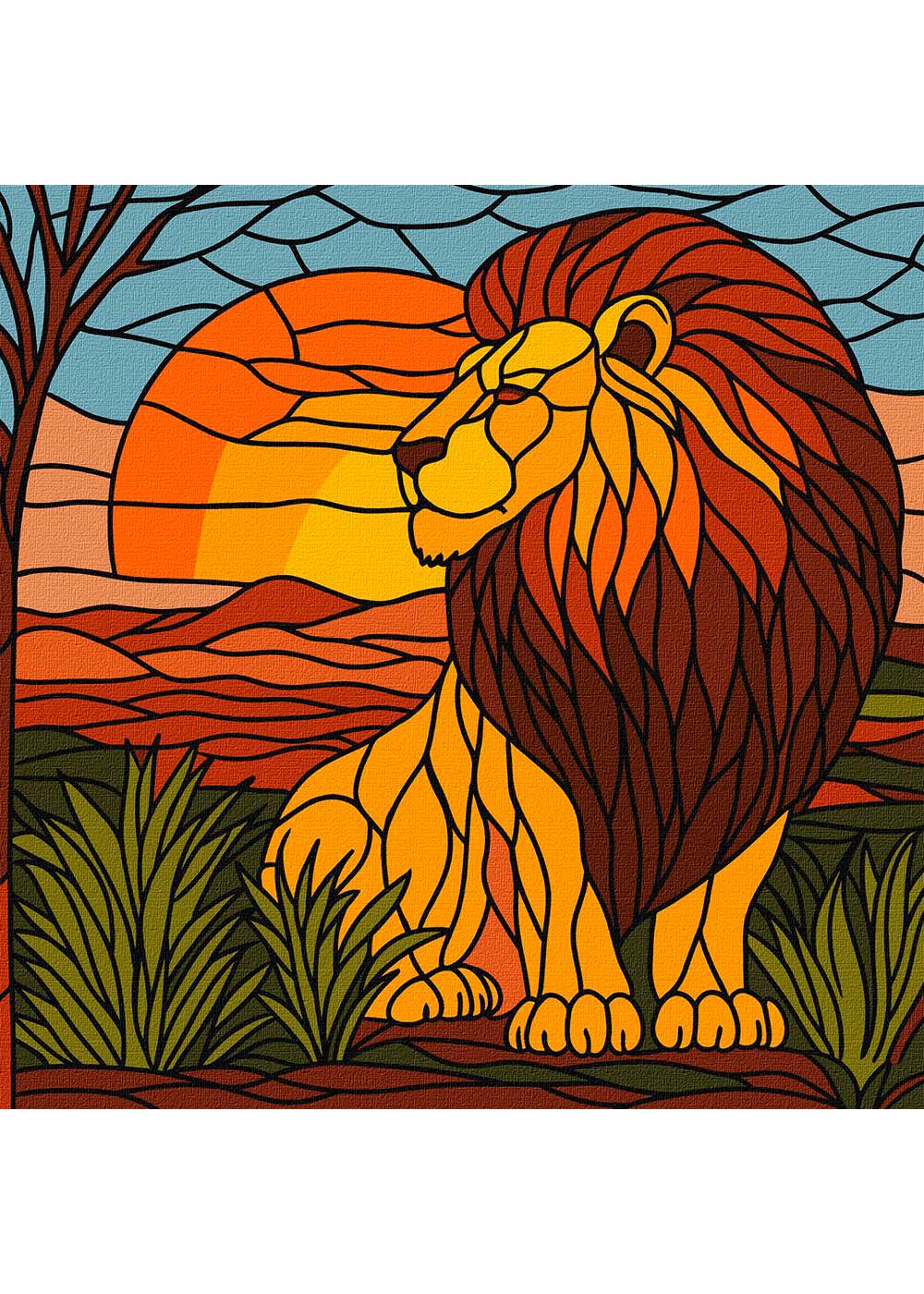 Картина по номерам Ideyka Витраж Лев 30х30 см (KHO5168)