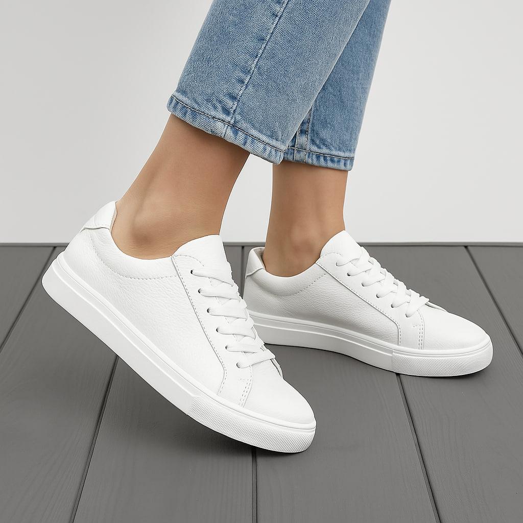 Кроссовки женские Kindzer LUX 1206 из кожи классические р. 37 Белый (120637) - фото 3