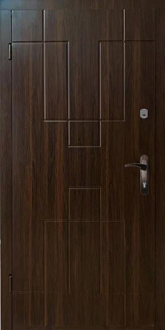Двері вхідні MSM Вулкан 63027 2 замки метал 1,2 мм МДФ ліві Горіх темний