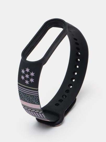 Ремешок для смарт-браслетов MiJobs с рисунком для Xiaomi Mi Band 4/3 Этно-Черный (2138P)