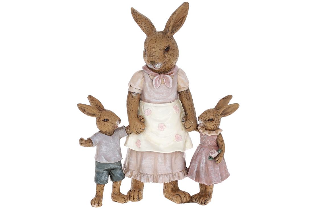 Статуэтка декоративная BonaDi Крольчиха с детками 19,5 см (K07-117)