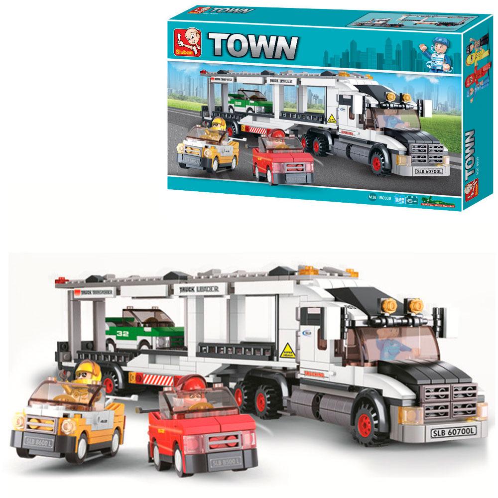 Конструктор для хлопчиків Sluban Town Трейлер з машинами 638 дет. (M38-B0339)
