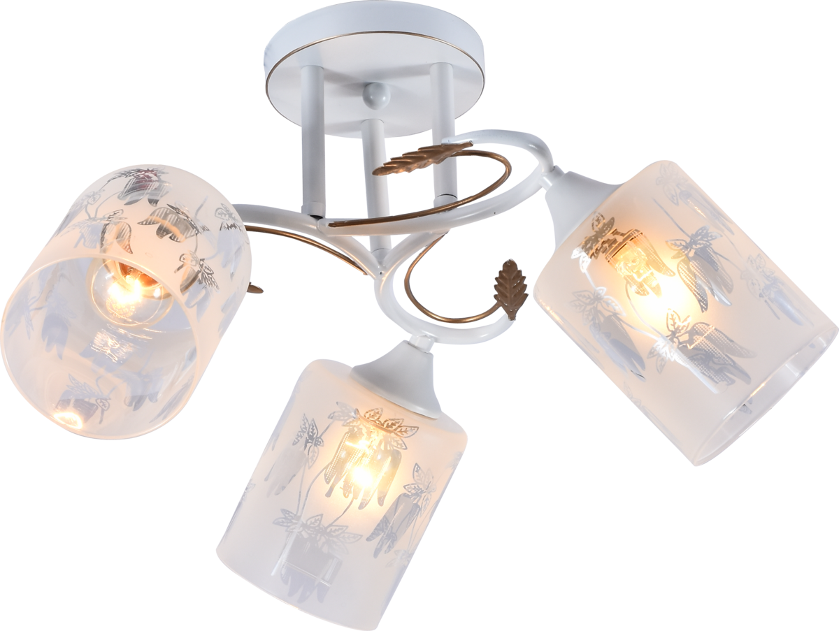 Люстра потолочная Light House SRS-20742/3 плафон белый с узором Белый/Золотой