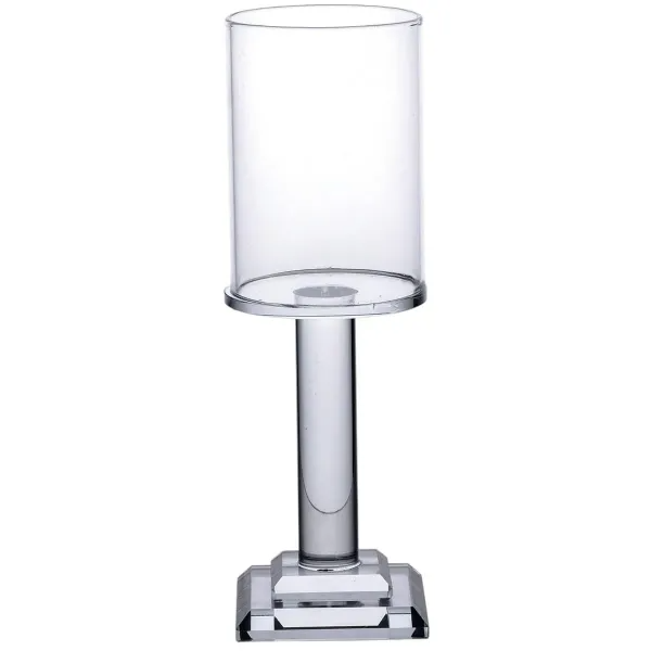 Подсвечник декоративный Cylinder стеклянный на квадратной основе 20 см Прозрачный