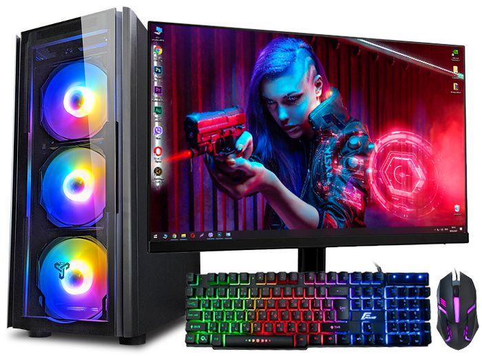 Компьютер игровой Монитор 24 RYZEN 7 16 потоков RTX 3060 12GB 16GB SSD M.2 клавиатура/мышка ZEVS PC14150PRO (3134828541)